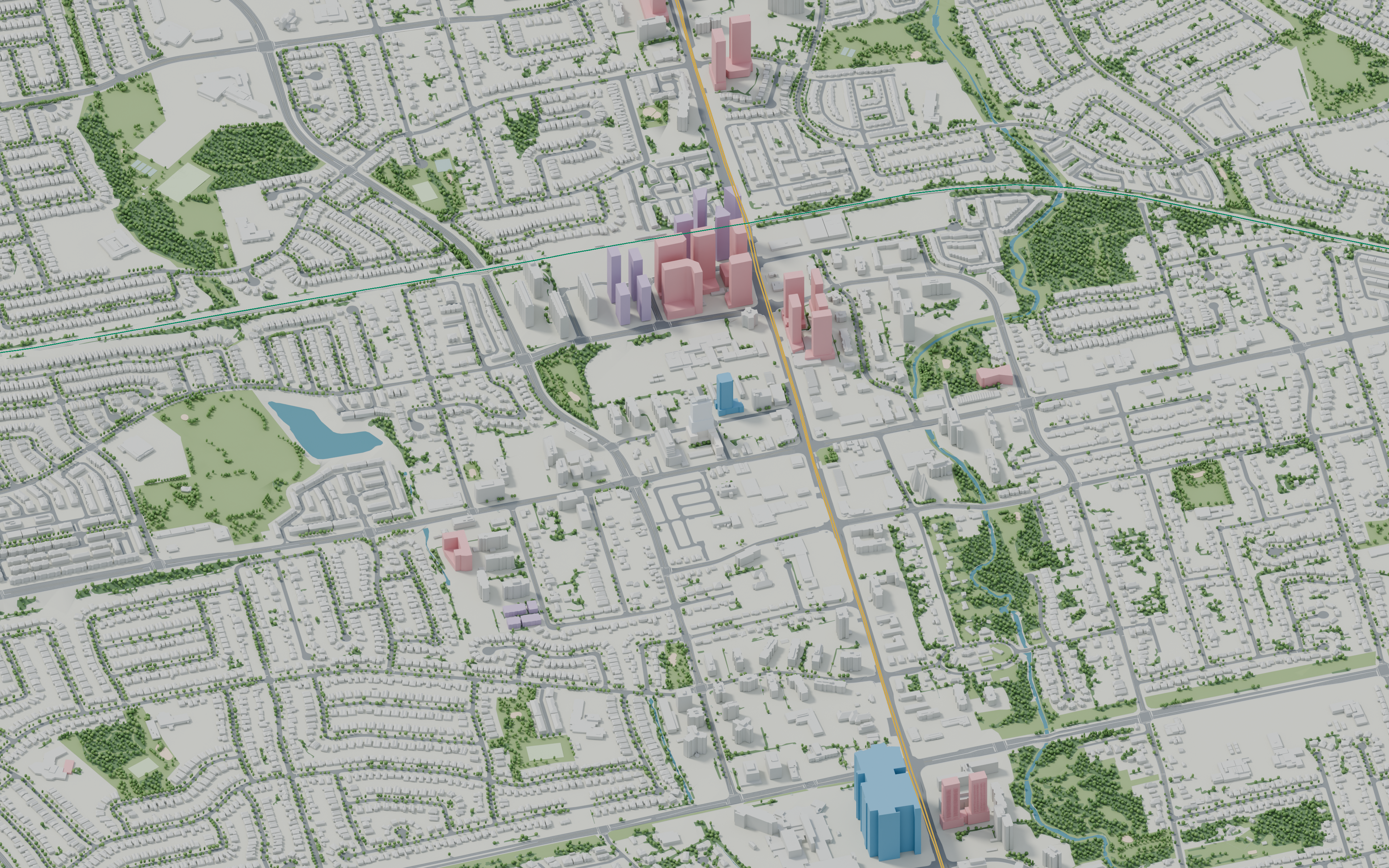 Cooksville and the Hurontario LRT corridor in the 3D city model